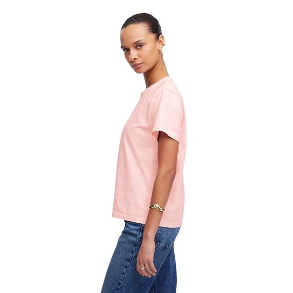 Madewell Whisper Cotton Crewneck Tee Pink XS NWT Classic Short Sleeve - Picture 2 of 9